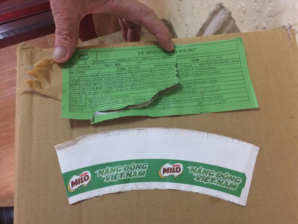 Một thùng sữa Milo bị ngành chức năng tạm giữ để điều tra (ảnh: P.V)