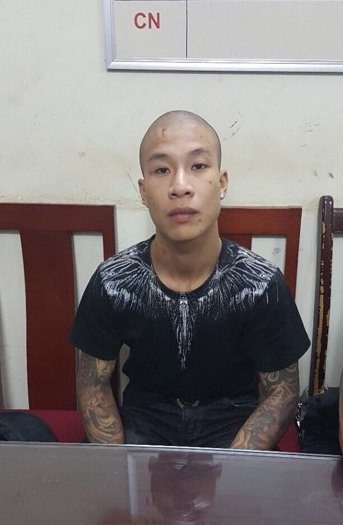 Đối tượng Đức Anh tại cơ quan công an.