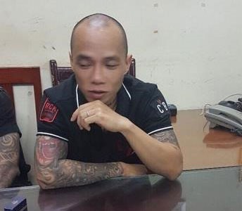Đối tượng Trương Kim Hoàng tại cơ quan công an.