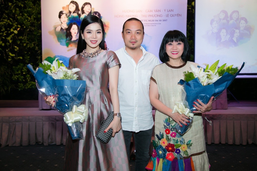 Lệ Quyên, nhạc sĩ Cao Trung Hiếu và Cẩm Vân. Ảnh: Lê Huy