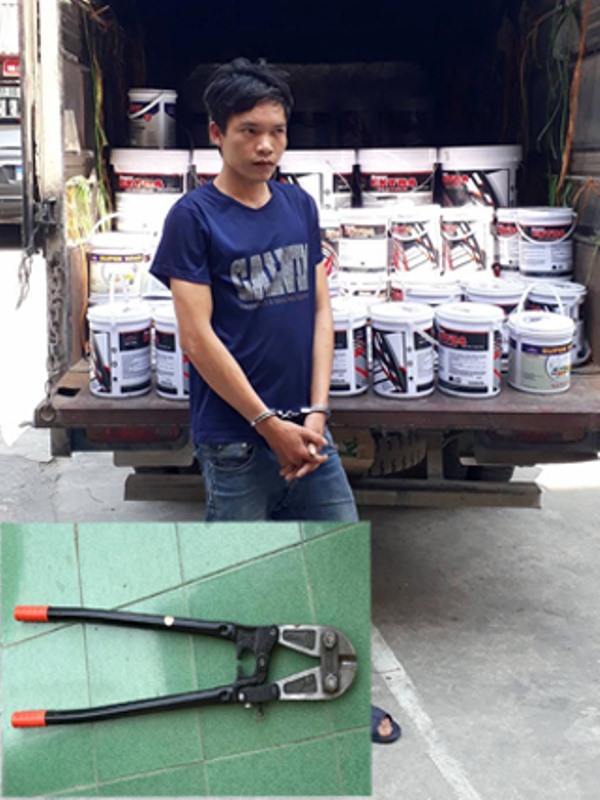 Đối tượng Lê Văn Mạnh và tang vật.