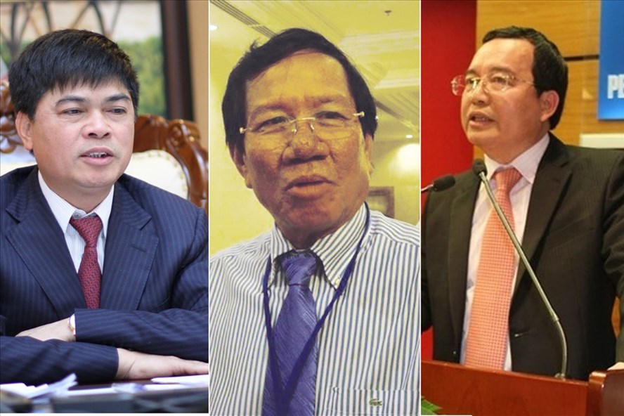 Ảnh từ trái qua: Nguyên Chủ tịch HĐTV Tập đoàn Dầu khí VN Nguyễn Xuân Sơn; Nguyên Chủ tịch HĐTV Tập đoàn Caosu Việt Nam (VRG) Lê Quang Thung; Nguyên Chủ tịch HĐTV Tập đoàn Dầu khí VN Nguyễn Quốc Khánh đã bị khởi tố.