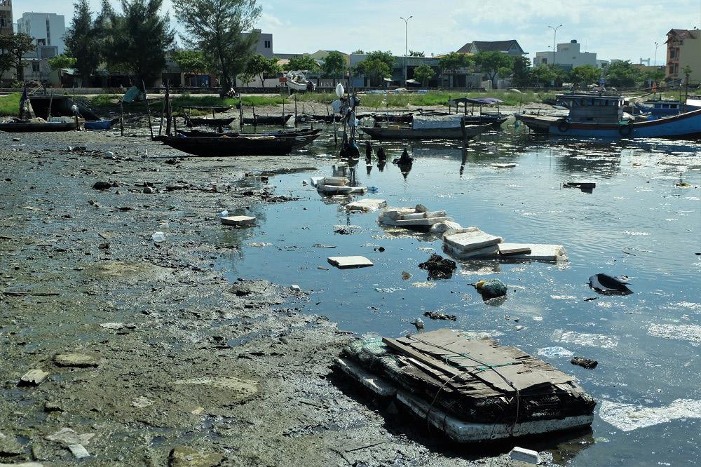 Mỗi ngày âu thuyền Thọ Quang đón hơn 700 lượt tàu thuyền, sự quá tải đã khiến nơi này ô nhiễm kéo dài. Ảnh: MỸ LINH
