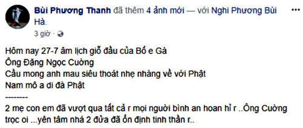 Phương Thanh chia sẻ thông tin bố của con gái đã qua đời 1 năm trước.
