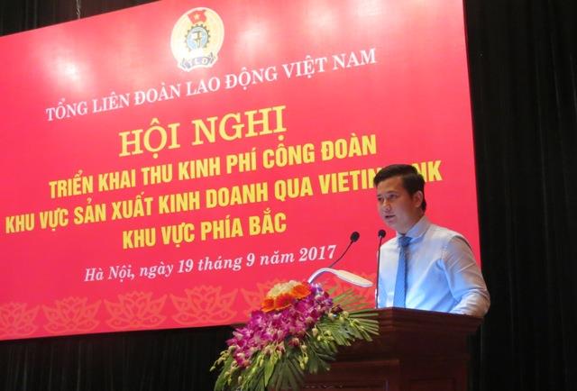 Ông Trần Công Quỳnh Lân - Phó TGĐ Vietinbank phát biểu tại hội nghị. Ảnh: Xuân Trường