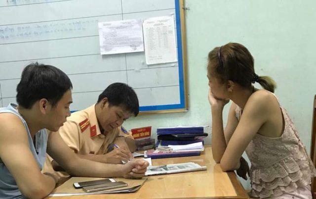 Đối tượng Phạm Thị Hằng tại cơ quan công an.