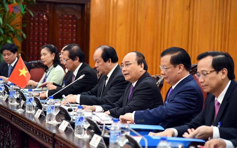 Tại cuộc hội đàm, hai bên đã trao đổi các biện pháp thúc đẩy hợp tác song phương trên các lĩnh vực, đặc biệt là các lĩnh vực kinh tế-thương mại, đầu tư, giáo dục-đào tạo, y tế, môi trường, an ninh-quốc phòng... Ảnh: VOV