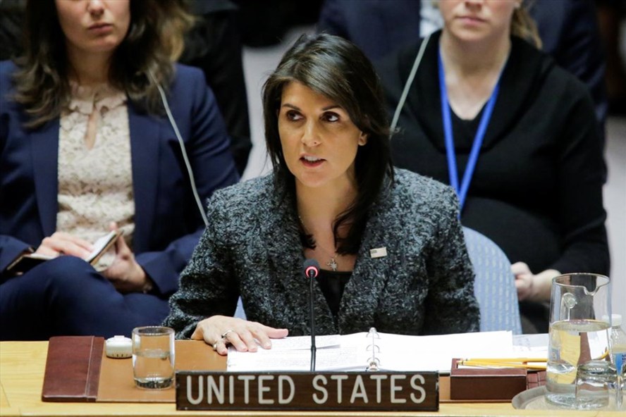 Đại sứ Mỹ tại Liên Hợp Quốc Nikki Haley. Ảnh: Reuters