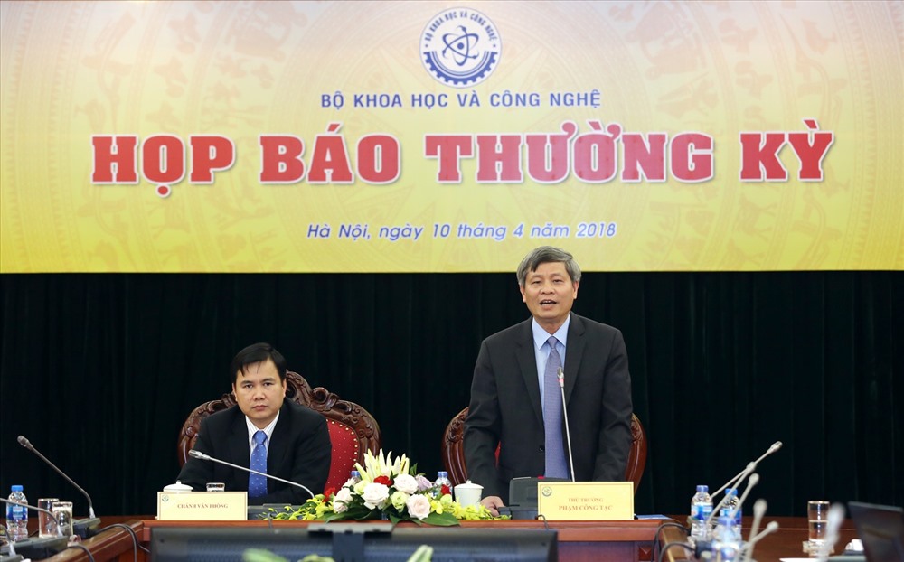 Há»p bÃ¡o thÆ°á»ng ká»³ Bá» KHCN. áº¢nh:ÄT