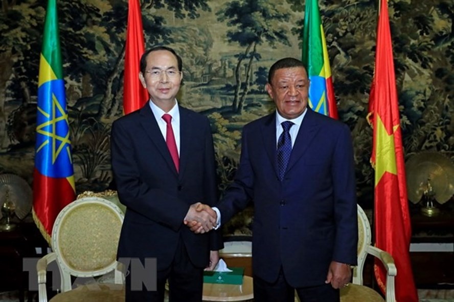Chá»§ tá»ch Nưá»c Trần Äại Quang và Tá»ng thá»ng Ethiopia Mulatu Teshome. Ảnh: TTXVN.