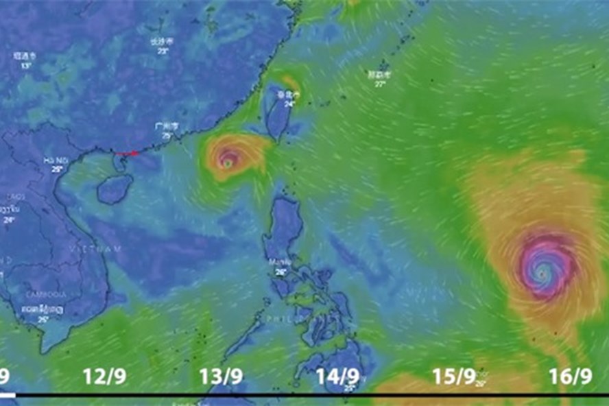 Đường đi của áp thấp nhiệt đới và siêu bão Mangkhut. (Ảnh:Zing)