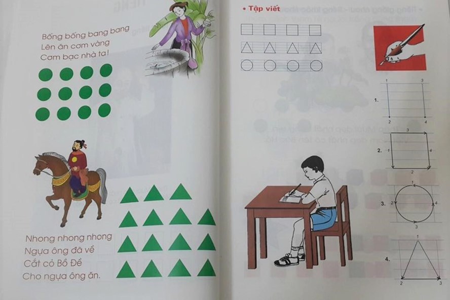 Một trang trong cuốn sách "Tiếng Việt 1-Công nghệ giáo dục" của GS Hồ Ngọc Đại.