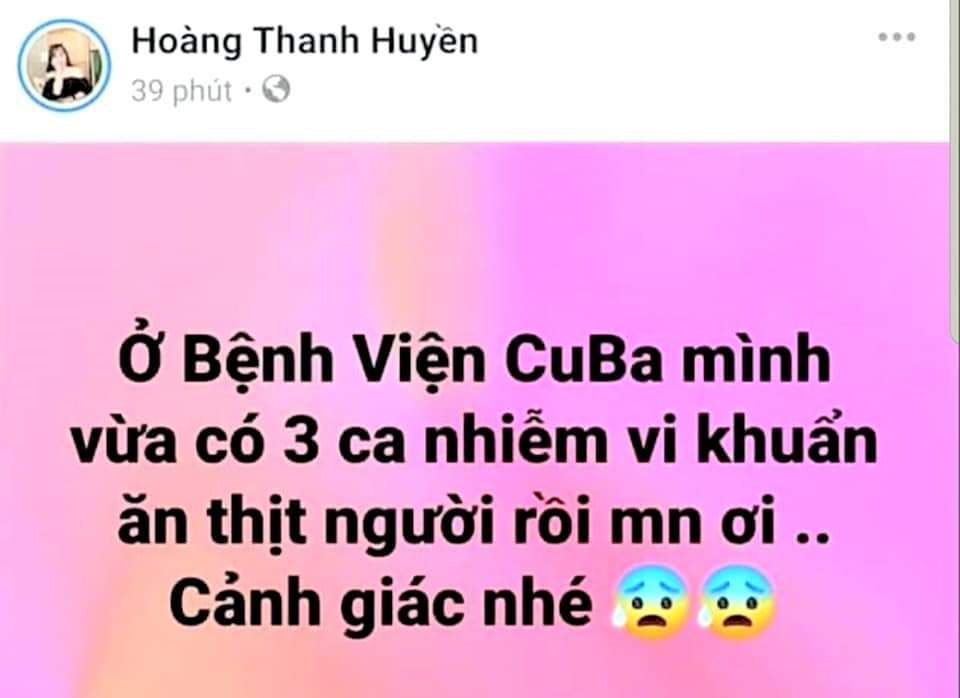 Status của Huyền trên Facebook cá nhân. Ảnh chụp màn hình