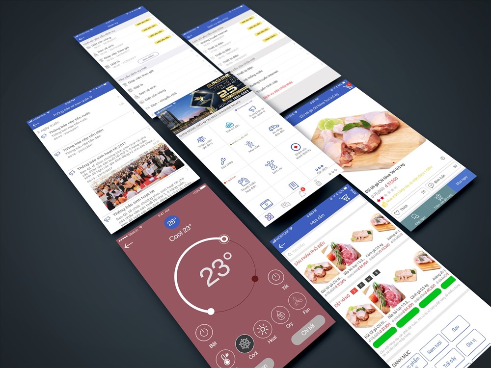 App Sunshine Home hỗ trợ cư dân order từ xa nhiều dịch vụ: từ sửa chữa các thiết bị trong nhà, mua sắm nhu yếu phẩm, nhận thông báo tiền điện, nước....