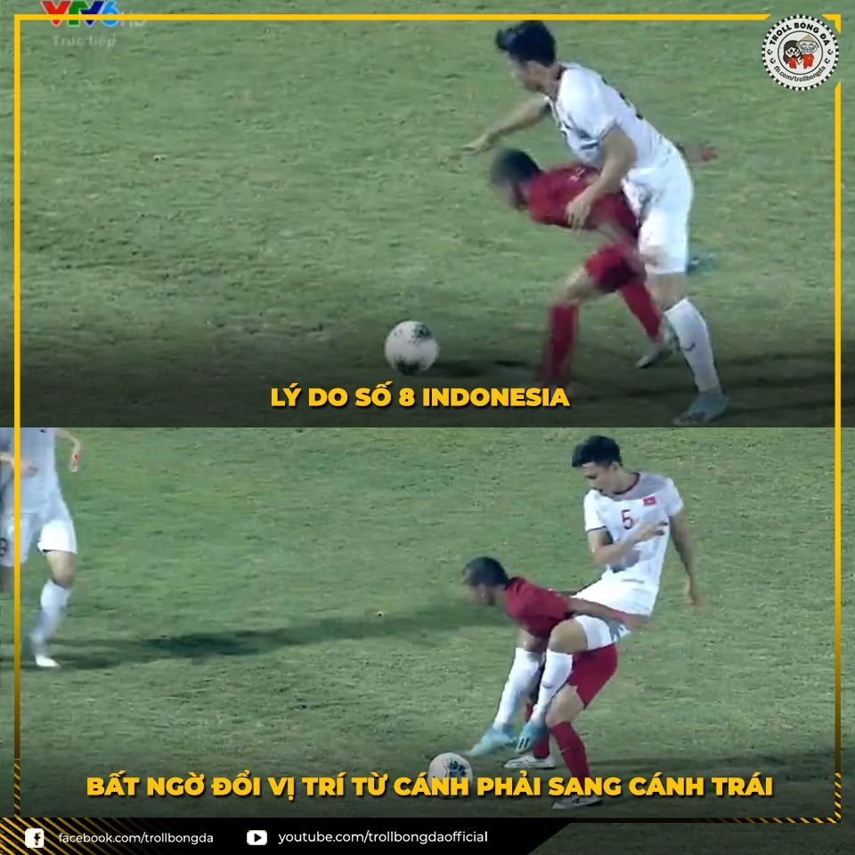Khoảnh khắc cầu thủ số 8 cõng Văn Hậu trên lưng trở thành nguồn cảm hứng chế ảnh của dân mạng. ẢNh: Troll Bóng Đá