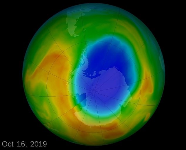 Hình ảnh lỗ hổng ozone được ghi lại vào ngày 16.10.2019. Ảnh: NASA.