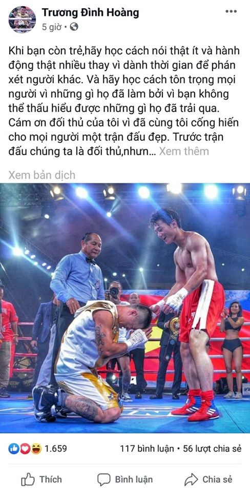 Trương Đình Hoàng chia sẻ hình ảnh trên Facebook