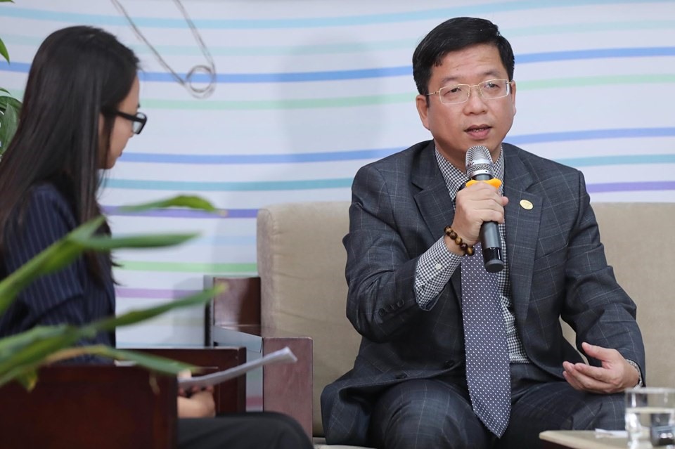 TS. Hoàng Xuân Hiệp- Hiệu trưởng trường Đại học Công nghiệp Dệt May Hà Nội. Ảnh: Sơn Tùng