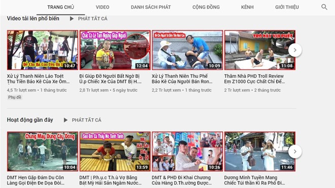 Dương Minh Tuyền tiếp tục làm những video có nội dung bạo lực đăng lên mạng. Ảnh chụp màn hình.