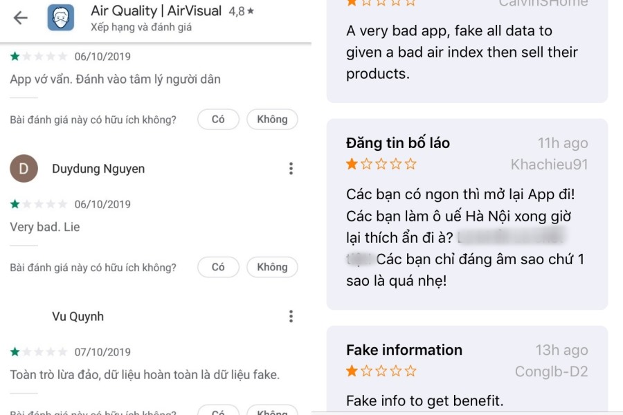 Không chỉ vote 1 sao trên PlayStore, một số người dùng còn vote 1 sao trên cả Apple Store. Ảnh chụp màn hình