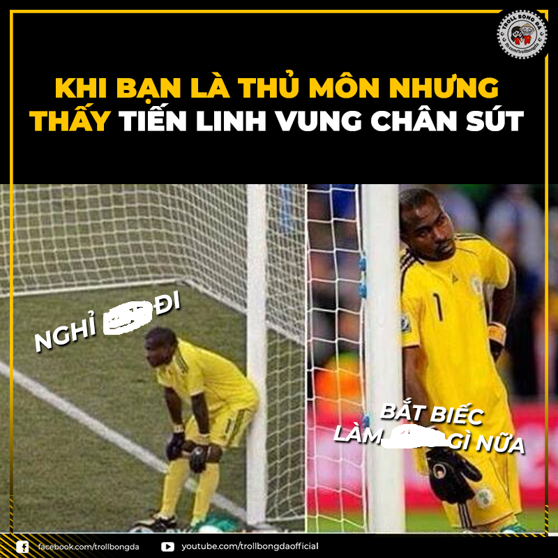 Sút như vậy thì ai mà bắt được Tiến Linh ơi. Tầm này thì thủ môn UAE xin thua rồi. Ảnh: Troll bóng đá