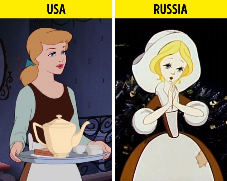Ảnh: Cinderella/Disney và Zolushka/Soyuzmultfilm via Brightside.