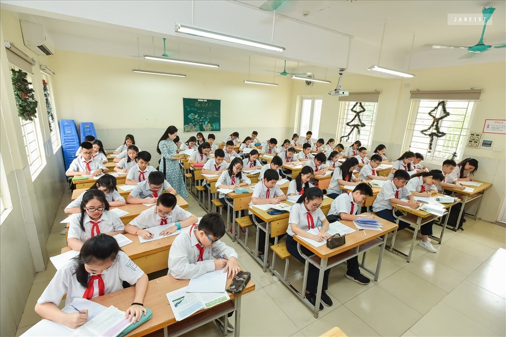 Trong một giờ giảng của cô giáo Vũ Bích Phương. Ảnh: VBP