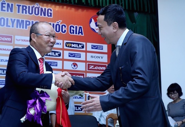Lãnh đạo VFF luôn bày tỏ quan điểm, mong muốn ông Park Hang-seo tiếp tục gắn bó với bóng đá Việt Nam. Ảnh: H.Đ