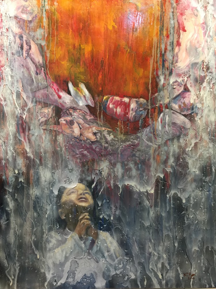 Nguyễn Tấn Phát-Biển than- Sơn dầu-20x160cm-2019