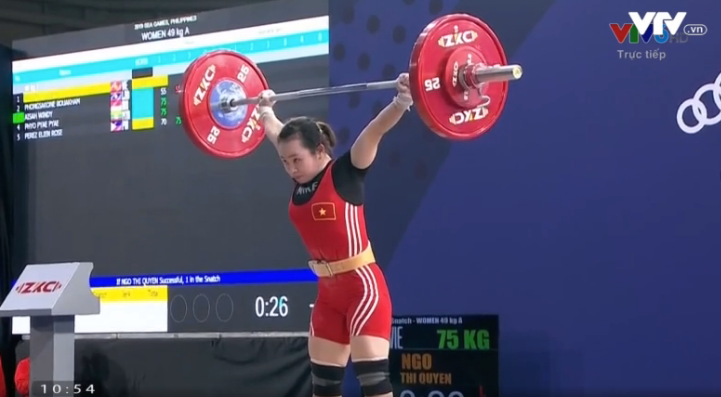 Lực sĩ Ngô Thị Quyên. Ảnh: VTV