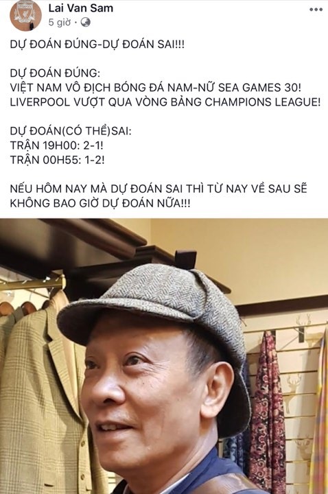 MC Lại Văn Sâm dự đoán tỷ số trận U22 Việt Nam - U22 Indonesia. Ảnh chụp màn hình