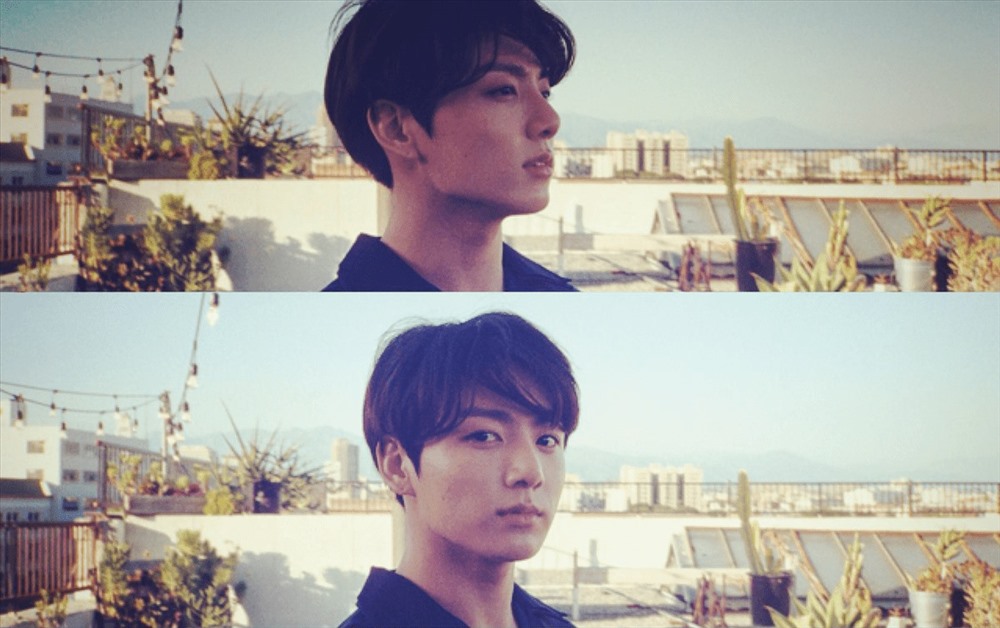 Khoảnh khắc V chụp “Em út vàng” Jungkook trên tầng thượng gây bão một thời - Ảnh : BTS Vietnam fanpage