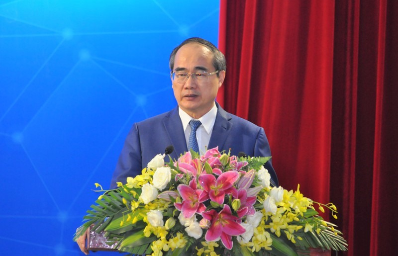 Bí thư Thành ủy TP.HCM Nguyễn Thiện Nhân phát biểu tại buổi lễ (ảnh Nhật Hồ)