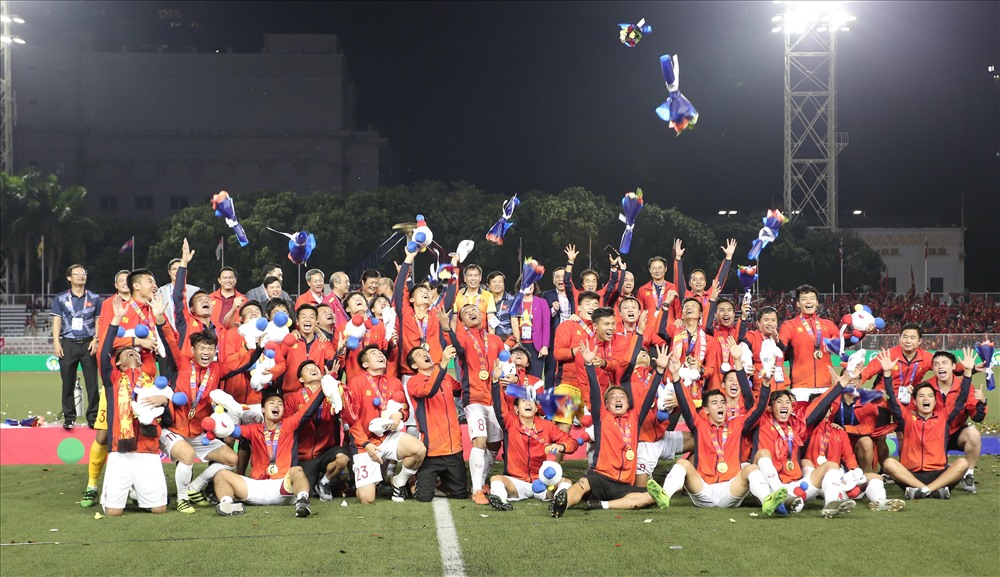 U22 Việt Nam giành tấm HCV SEA Games lịch sử cho bóng đá Việt Nam sau 60 năm chờ đợi. Ảnh: D.P