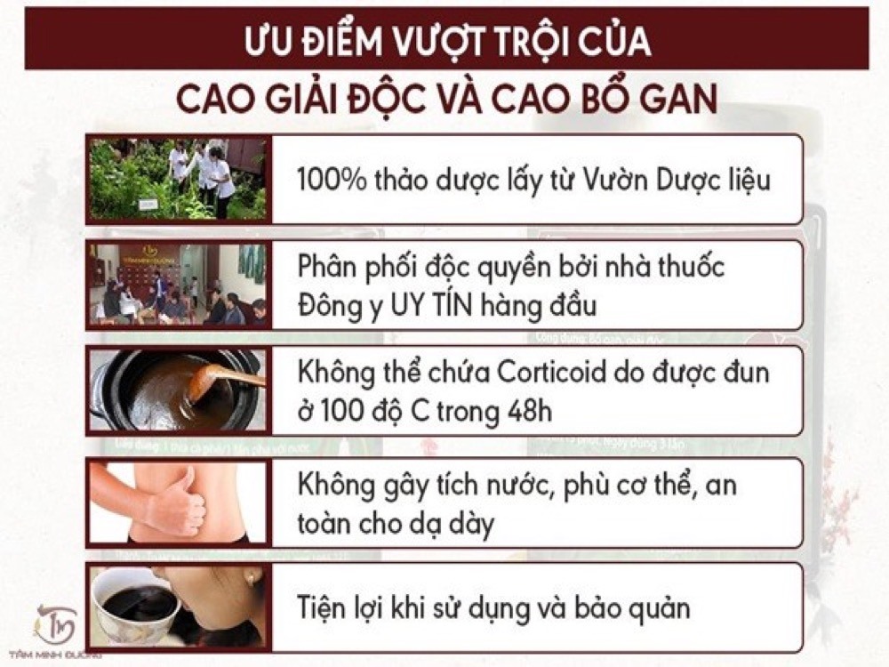 Những ưu điểm vượt trội của Cao Giải Độc và Cao Bổ Gan Tâm Minh Đường