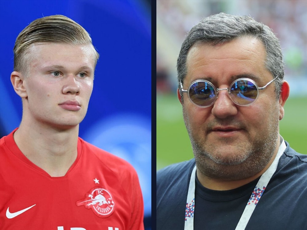 Haaland vừa nổi chưa lâu đã “rơi vào tay” Raiola. Ảnh: Goal.