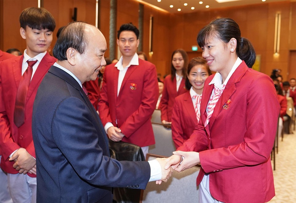 Thủ tướng đã dành những lời ngợi khen cho Ánh Viên. Ảnh: VGP