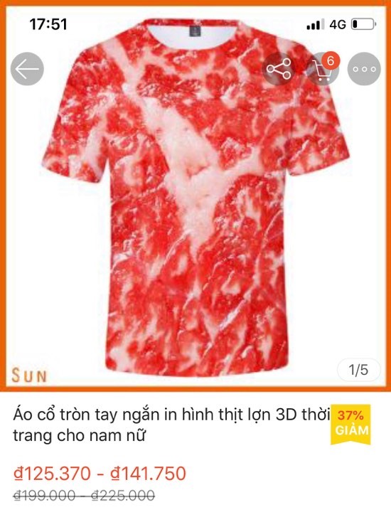 Không còn là những hình chế trên mạng, giờ đây nhiều trang thương mại điện tử đã bán quần áo thịt lợn.
