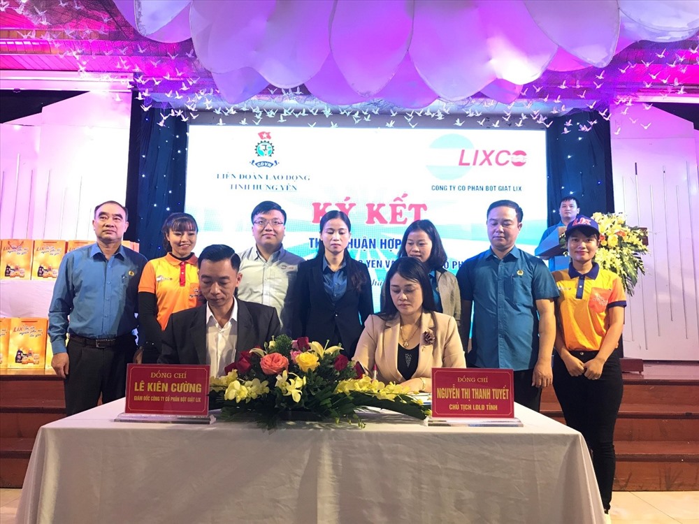 Lễ ký kết thỏa thuận hợp tác chương trình phúc lợi đoàn viên giữa Công ty CP Bột giặt Lix với LĐLĐ tỉnh Hưng Yên
