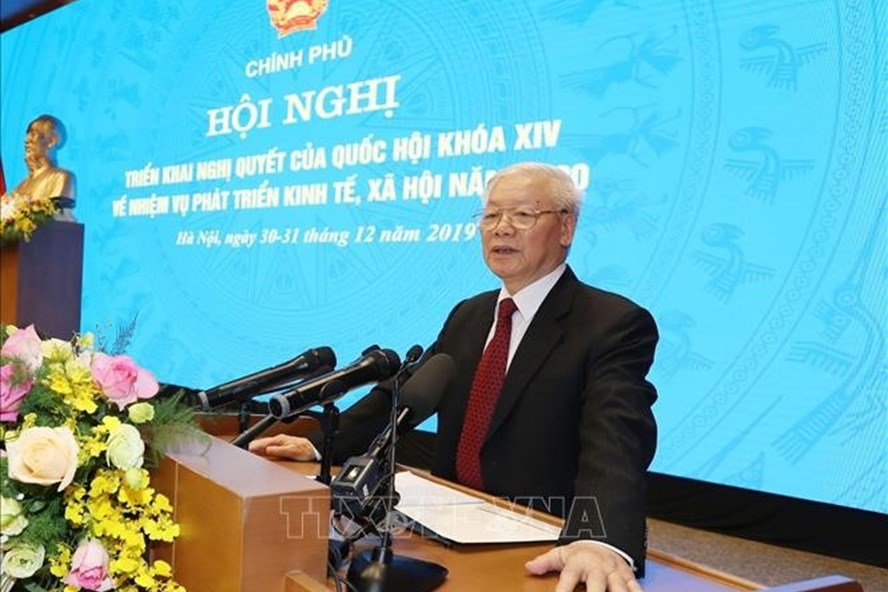 Tổng Bí thư, Chủ tịch Nước Nguyễn Phú Trọng phát biểu tại Hội nghị. Ảnh: Trí Dũng/TTXVN