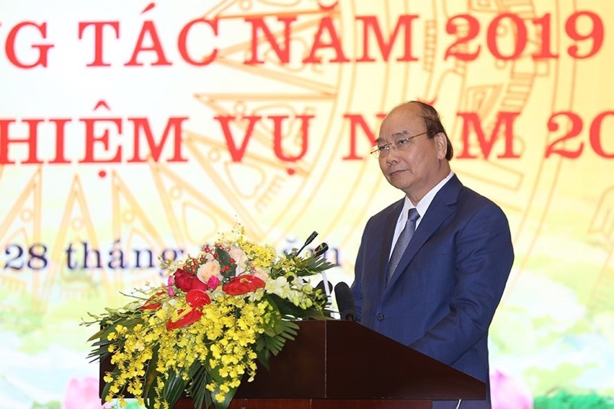 Thủ tướng Chính phủ Nguyễn Xuân Phúc tại Hội nghị tổng kết của Bộ TTTT diễn ra ngày 28.12. Ảnh: LN.