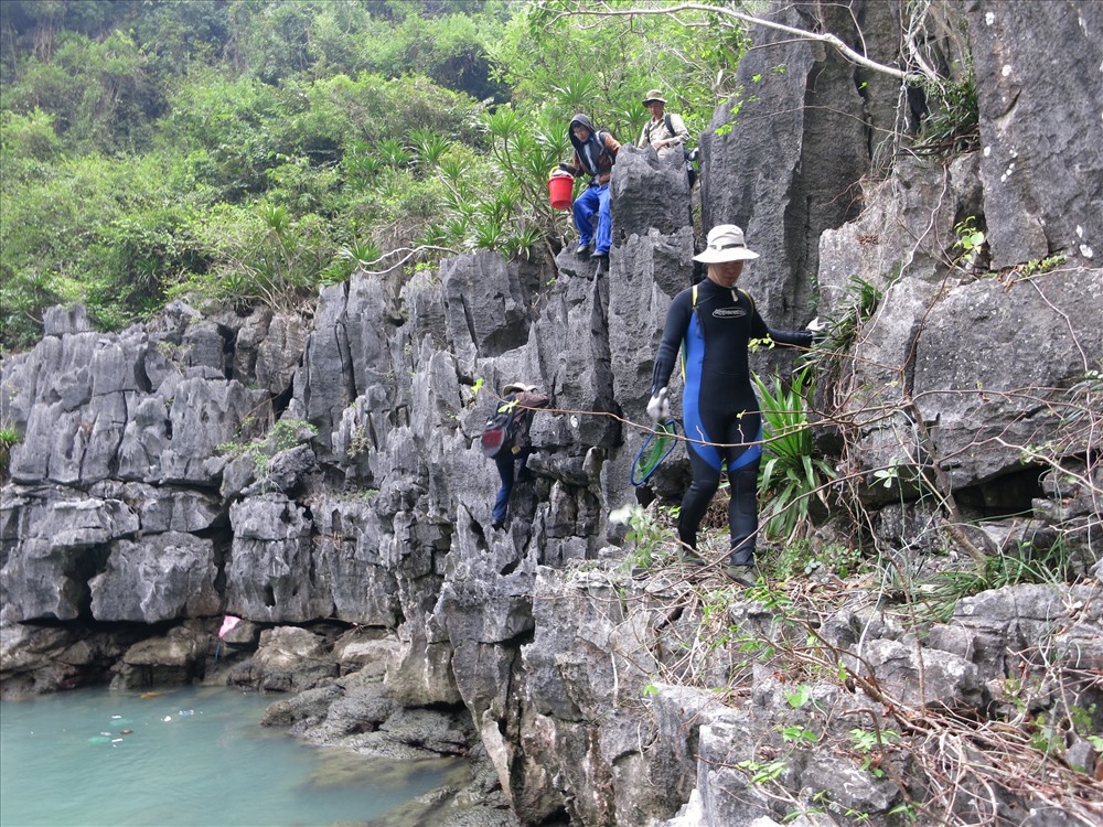 Quá trình nghiên cứu, khảo sát liên tục để hoàn thiện hồ sơ trình UNESCO, các chuyên gia trong và ngoài nước đều khẳng định rằng, giá trị địa chất, địa mạo của vịnh Hạ Long là hết sức đặc biệt và hiếm có trên thế giới. Đó chính là lý do UNESCO công nhận vịnh Hạ Long là Di sản thiên nhiên thế giới lần thứ hai về giá trị địa chất, địa mạo vào ngày 2.12.2000, với số phiếu ủng hộ tuyệt đối. Trong ảnh là các chuyên gia thăm dò các hang động ngầm trên vịnh Hạ Long. Ảnh: Ban quản lý vịnh Hạ Long