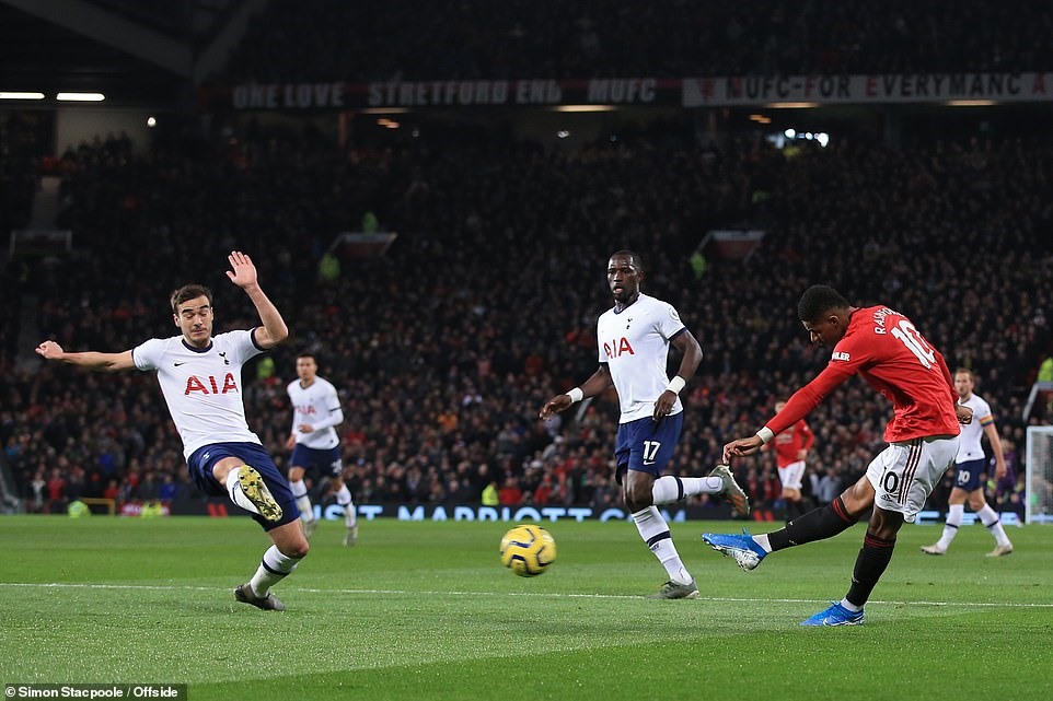 Siêu phẩm của Rashford. Ảnh: Daily Mail & Offside.