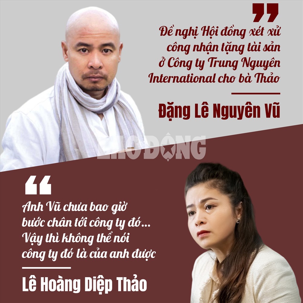 Tại phiên xử sáng 4.12, ông Đặng Lê Nguyên Vũ bất ngờ cho biết sẽ không tranh chấp phần tài sản công ty Trung Nguyên International (tại Singapore) với bà Lê Hoàng Diệp Thảo.