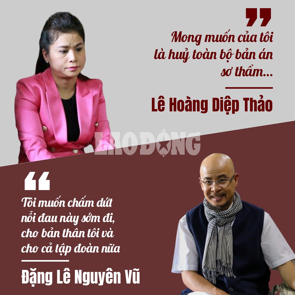 Bà Thảo bày tỏ mong muốn HĐXX tuyên không chấp nhận kháng cáo của ông Vũ bà Thảo. Toà giữ nguyên bản án sơ thẩm, chấp nhận cho hai người ly hôn. Toà tuyên 4 người con do bà Thảo nuôi, ông Vũ cấp dưỡng mỗi năm 10 tỷ đồng tính từ năm 2013 đến khi các bé học xong đại học... HĐXX tuyên giao cho ông Đặng Lê Nguyên Vũ sở hữu toàn bộ cổ phần chung tại Trung Nguyên, tương đương tổng số tiền hơn 5.000 tỷ đồng. Giao cho bà Thảo sở hữu toàn bộ tiền, vàng, ngoại tệ trong ngân hàng do bà Thảo quản lý, khoảng hơn 1.764 tỷ đồng.