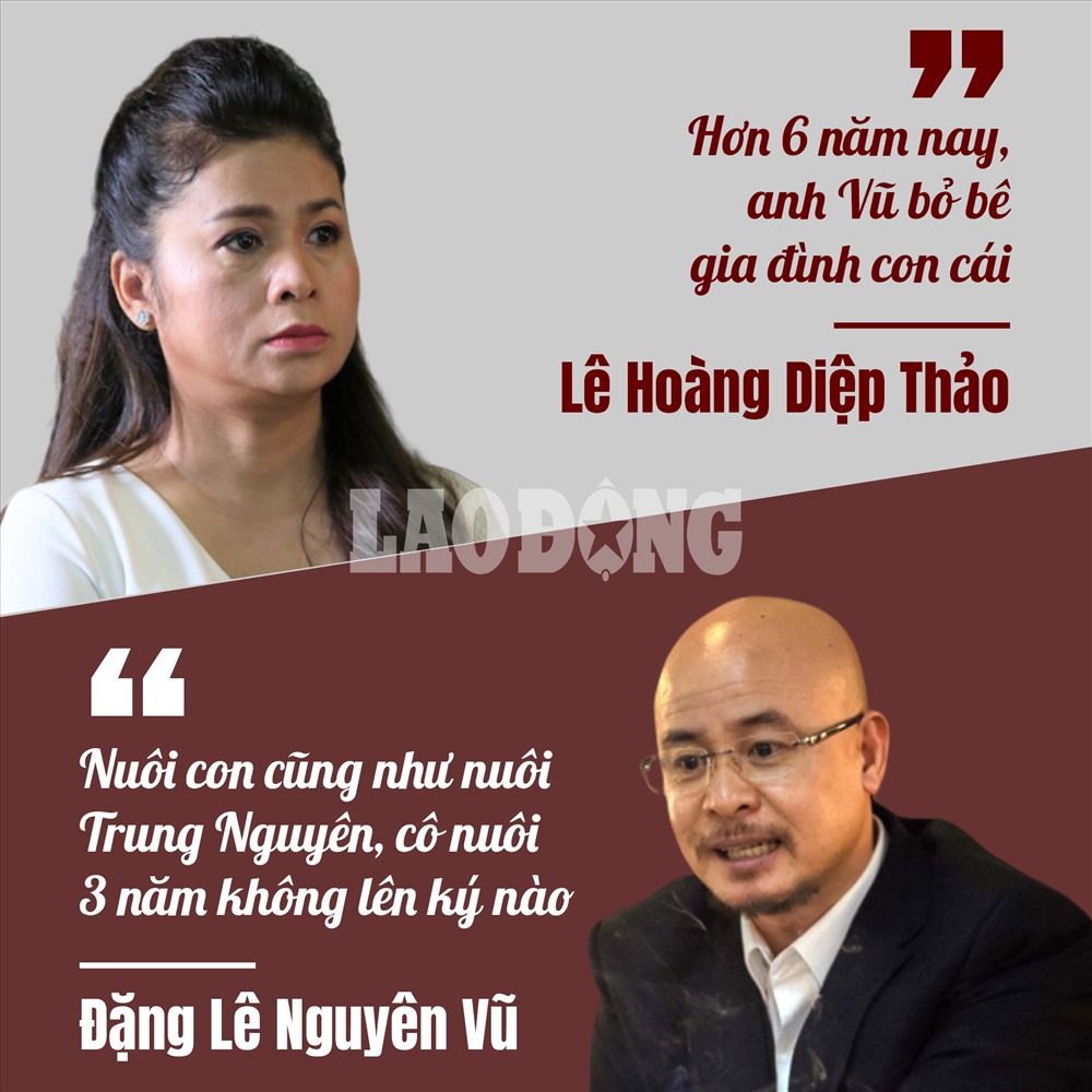 Trước đó, trong phiên xử sơ thẩm, ông Vũ và bà Thảo cũng có những màn “khẩu chiến” gay gắt. Bà Thảo đề nghị được trực tiếp nuôi dưỡng 4 người con chung:“Hơn 6 năm nay, anh Vũ bỏ bê gia đình con cái. Các con đến nhà chỉ được chơi với người giúp việc, không bao giờ được gặp ba. Tôi yêu thương các con hơn cả bản thân, muốn dành mọi thứ, làm sao về mặt tinh thần cho các con đầy đủ. Tôi xin tiếp tục được chăm sóc nuôi dưỡng chúng”. Tương tự ông Vũ cũng mong muốn được nuôi dưỡng các con mà không cần vợ chu cấp nhưng ông tôn trọng quyết định của các con.“Cô nói cái gì phải đúng với lòng mình. Ở đây còn gia đình, anh em trong công ty, ai cũng biết sự thật. Người thiện lành thì không ai giành giật cái gì cả. Điều quan trọng nhất là đừng bao giờ làm tổn thương các con!“, ông Vũ nói