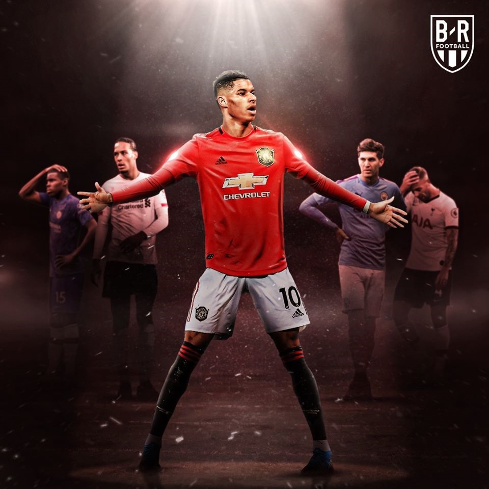 Rashford đã ghi bàn vào lưới Liverpool, Chelsea, Man City và Tottenham. Ảnh: Bleacher.