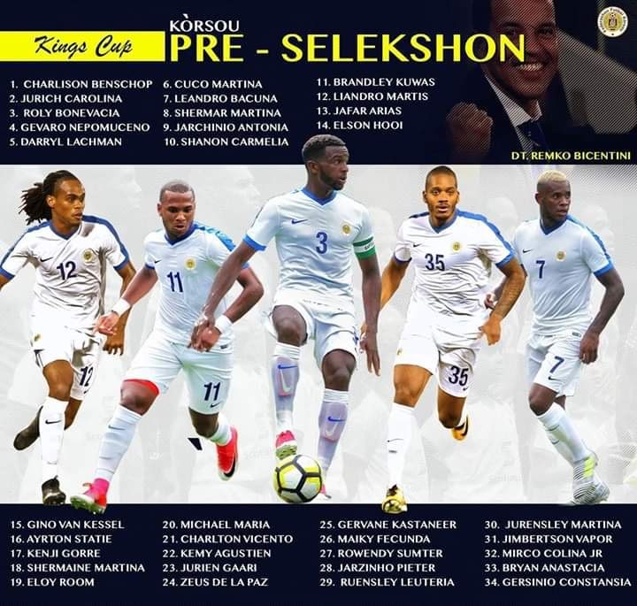 Danh sách 34 cầu thủ của ĐT Curacao chuẩn bị cho King's Cup 2019.