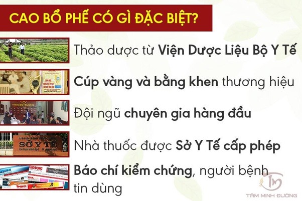Những ưu điểm vượt trội chỉ có ở Cao Bổ Phế Tâm Minh Đường