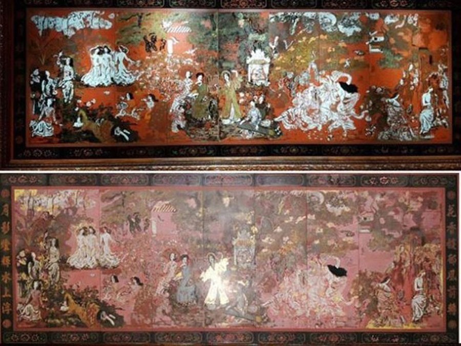 Bức tranh sau khi “vệ sinh” (dưới) và nguyên tác (trên). Ảnh: P.V